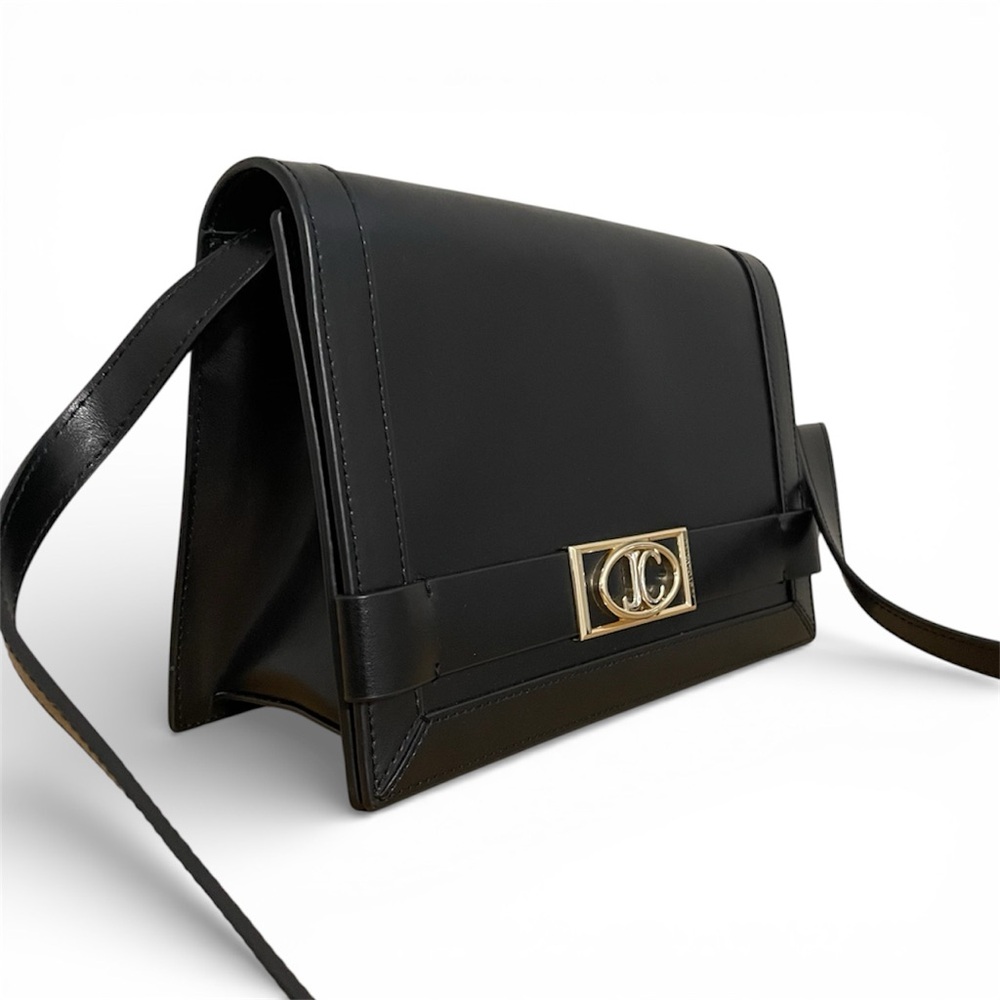 JUST CAVALLI Logo Plaque Shoulder Bag in Black